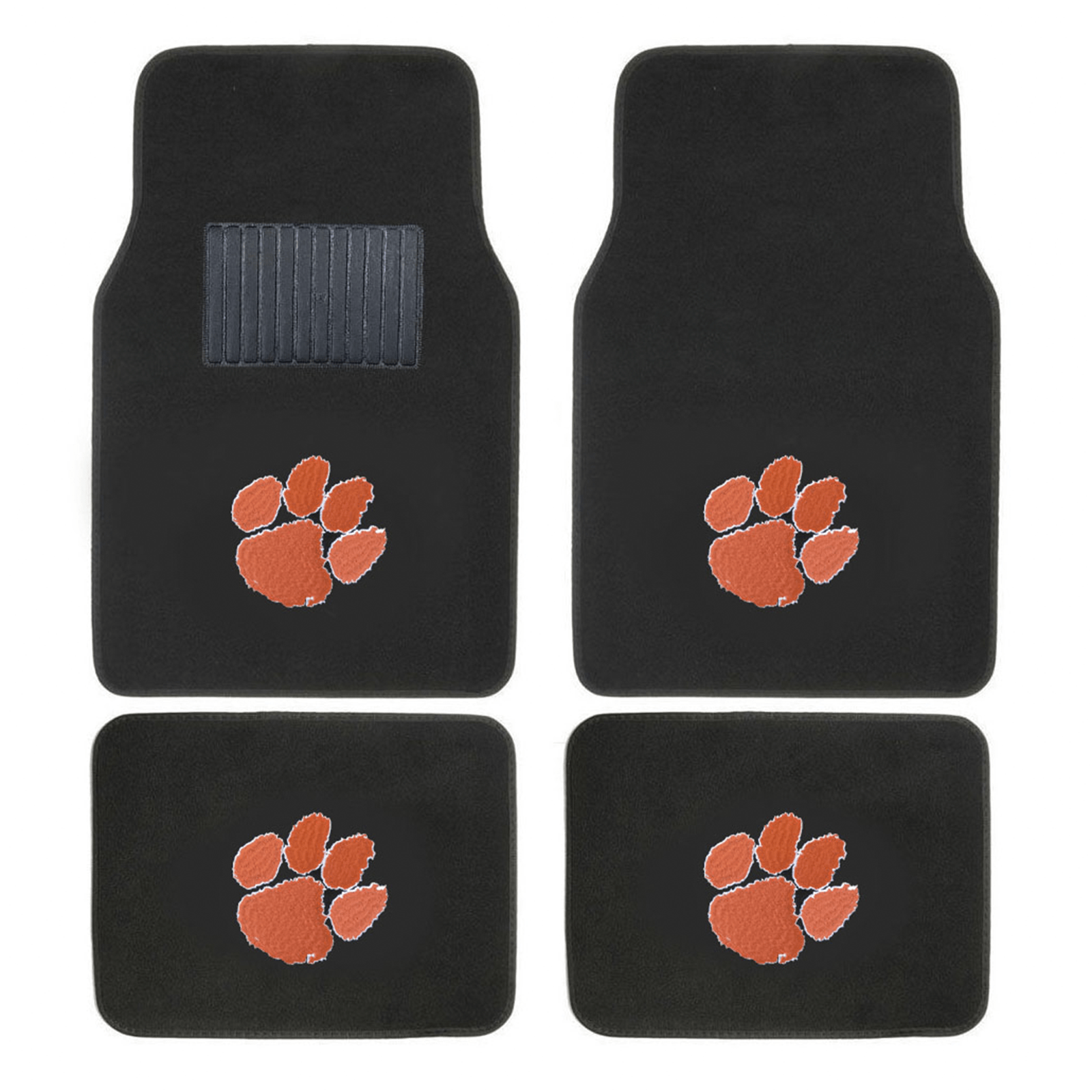 NCAA 4-PC Embroidered Logo Car Floor Mat Set featuring vibrant team colors and durable design, perfect for protecting vehicle interiors.