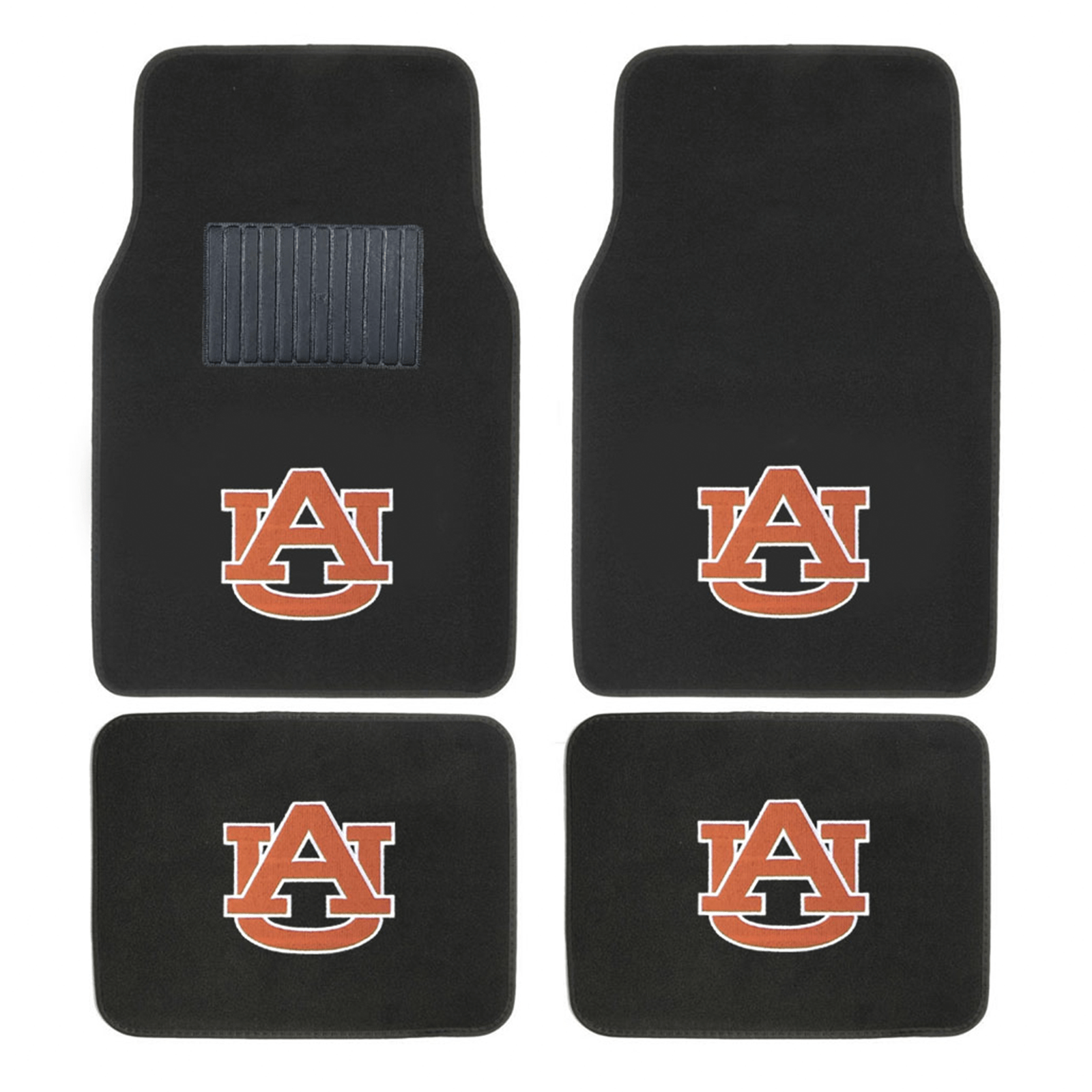 NCAA 4-PC Embroidered Logo Car Floor Mat Set featuring vibrant team colors and durable design, perfect for protecting vehicle interiors.