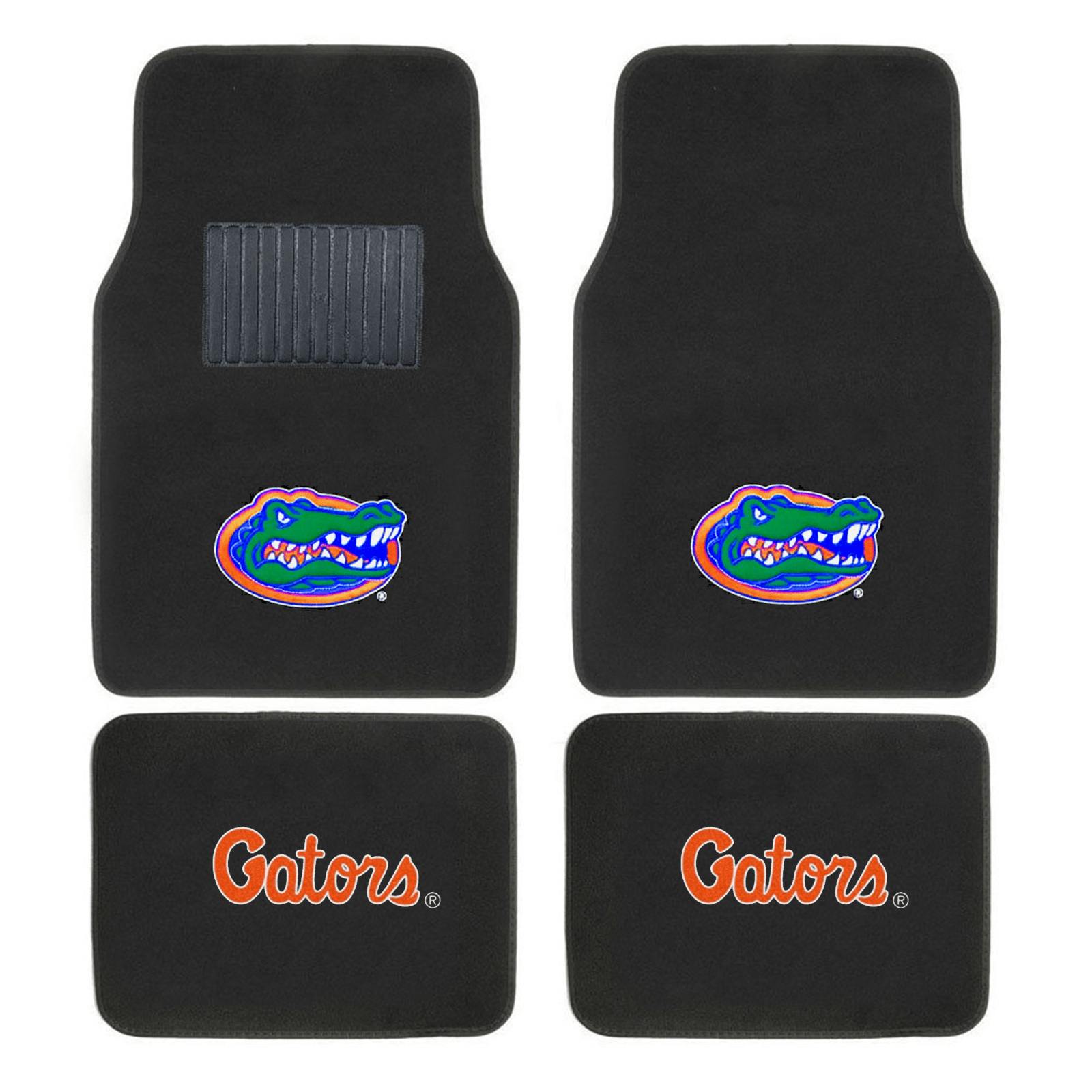 NCAA 4-PC Embroidered Logo Car Floor Mat Set featuring vibrant team colors and durable design, perfect for protecting vehicle interiors.