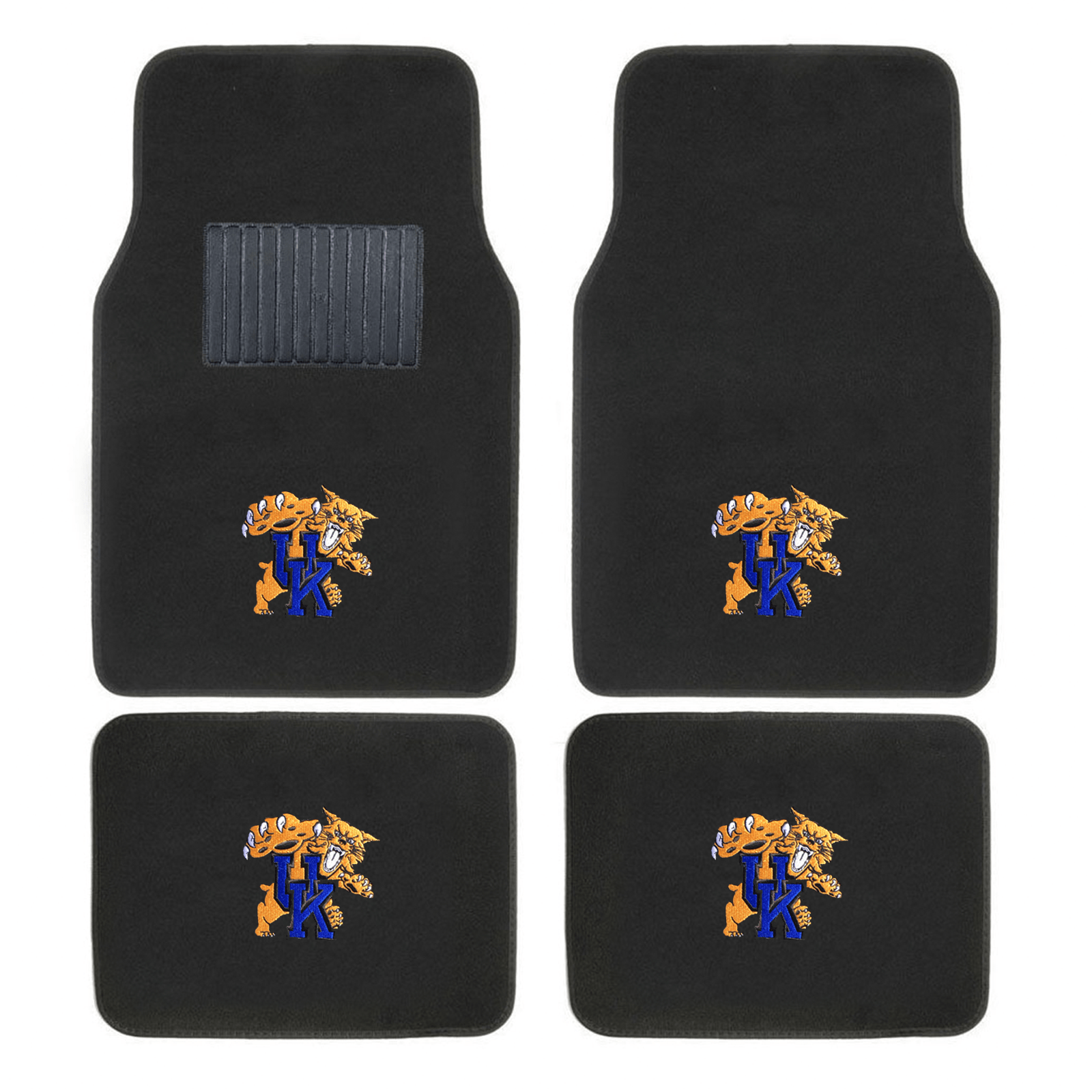 NCAA 4-PC Embroidered Logo Car Floor Mat Set featuring vibrant team colors and durable design, perfect for protecting vehicle interiors.