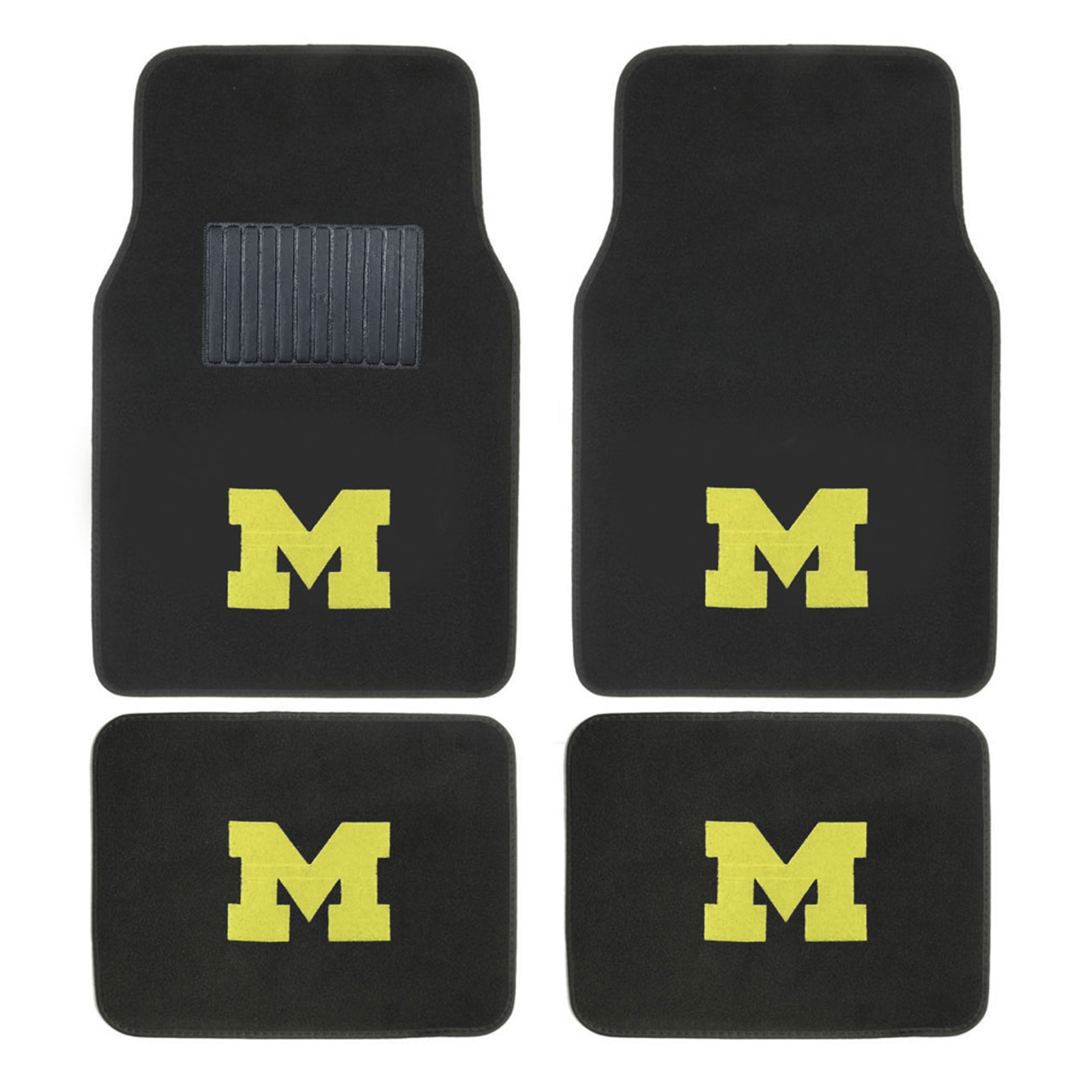 NCAA 4-PC Embroidered Logo Car Floor Mat Set featuring vibrant team colors and durable design, perfect for protecting vehicle interiors.