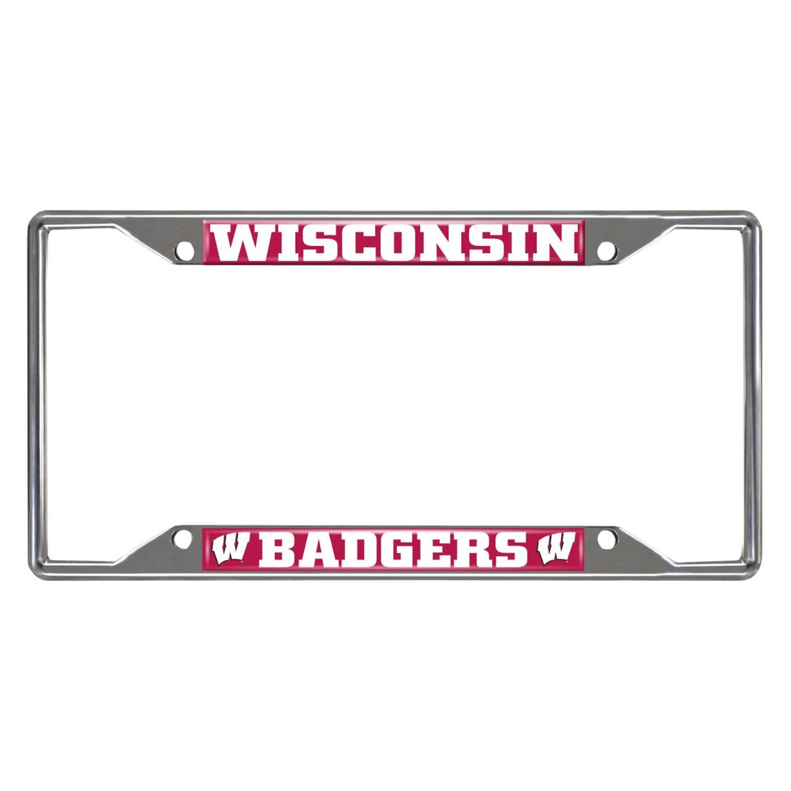 NCAA Car License Plate Frame featuring chrome metal with vibrant team logo and name, designed to fit standard license plates.