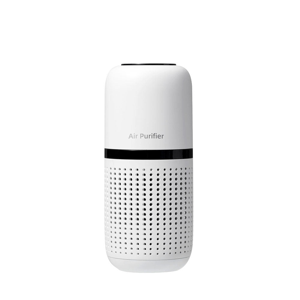 New P02 Car Air Purifier in a sleek design, showcasing its compact size and modern features for effective air purification.