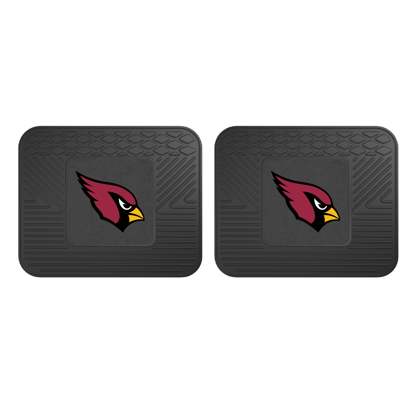 NFL 2-PC Vinyl Utility Mat Set featuring durable rubber construction and team logo, ideal for automotive and home use.