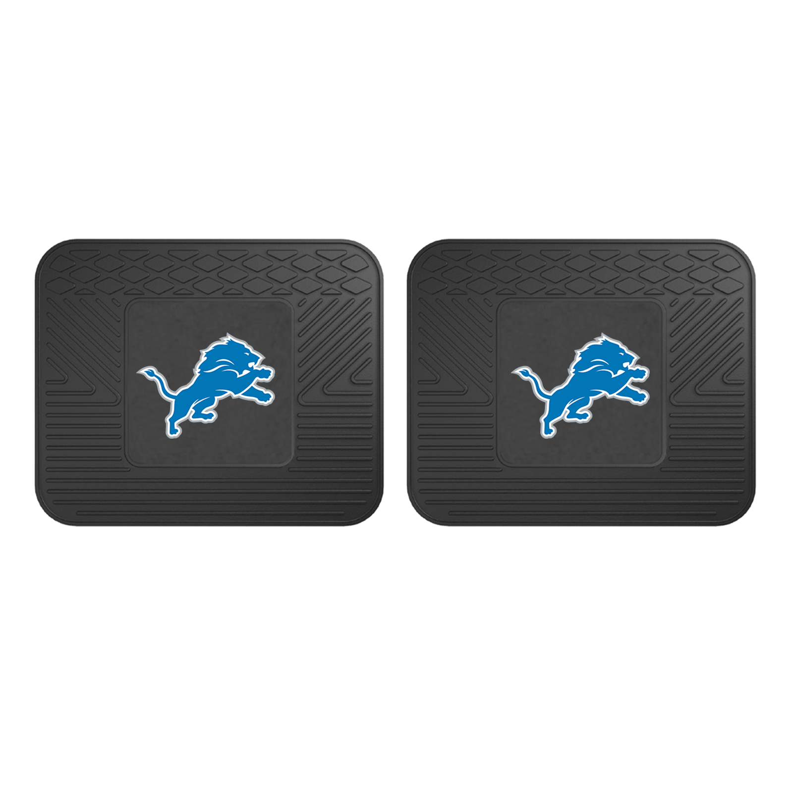 NFL 2-PC Vinyl Utility Mat Set featuring durable rubber construction and team logo, ideal for automotive and home use.