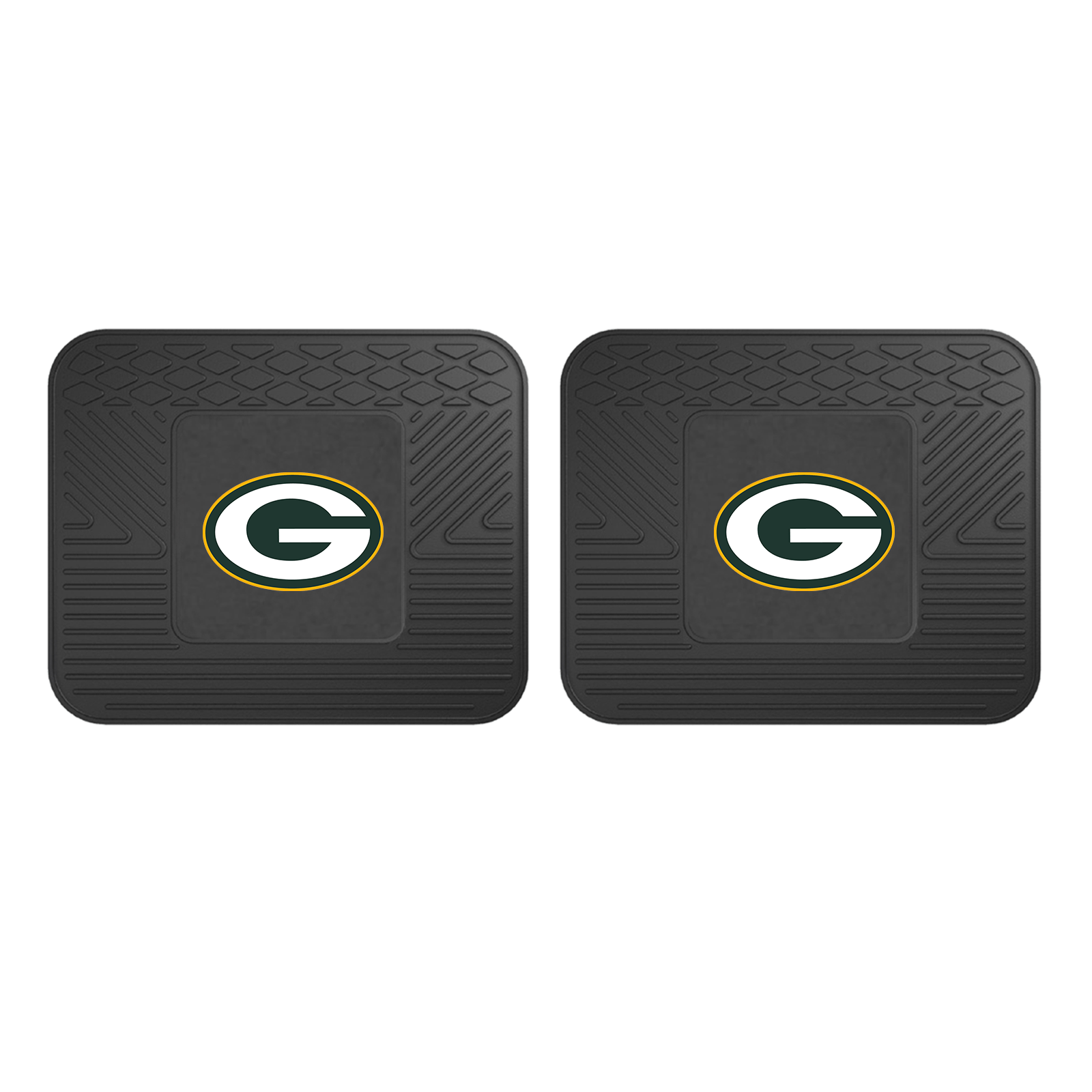 NFL 2-PC Vinyl Utility Mat Set featuring durable rubber construction and team logo, ideal for automotive and home use.