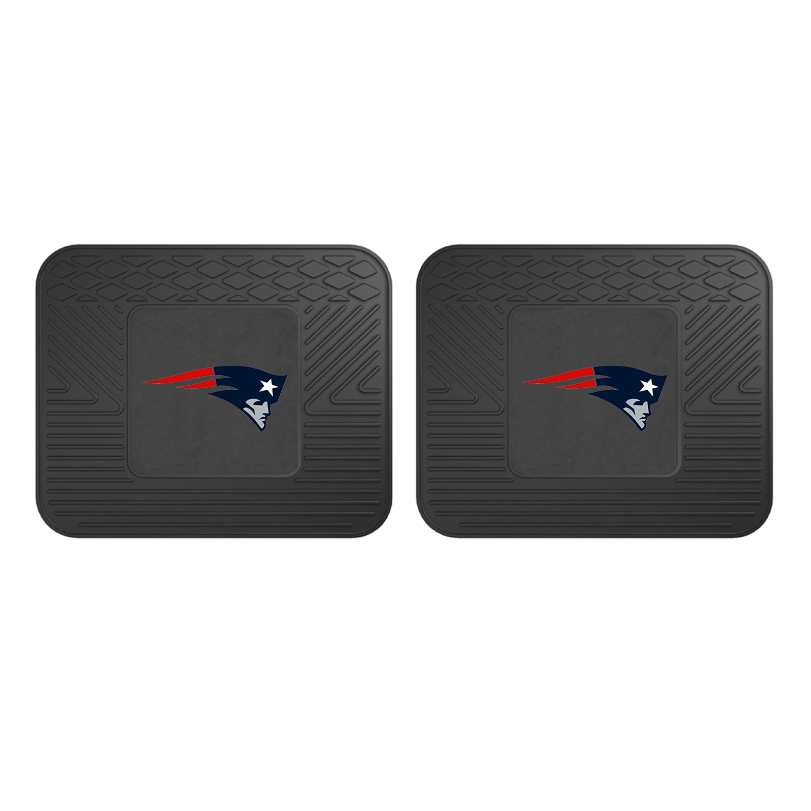 NFL 2-PC Vinyl Utility Mat Set featuring durable rubber construction and team logo, ideal for automotive and home use.