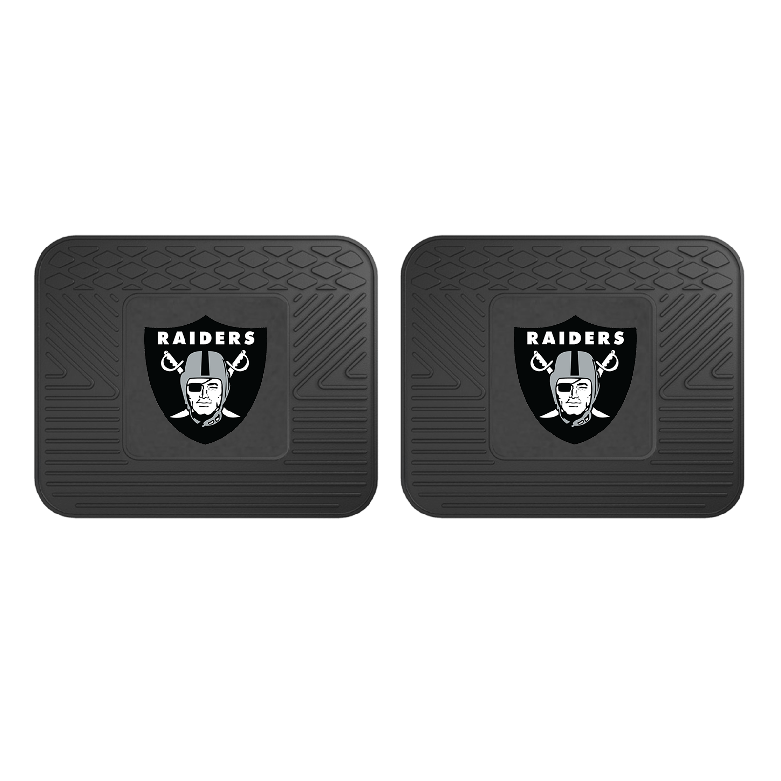 NFL 2-PC Vinyl Utility Mat Set featuring durable rubber construction and team logo, ideal for automotive and home use.