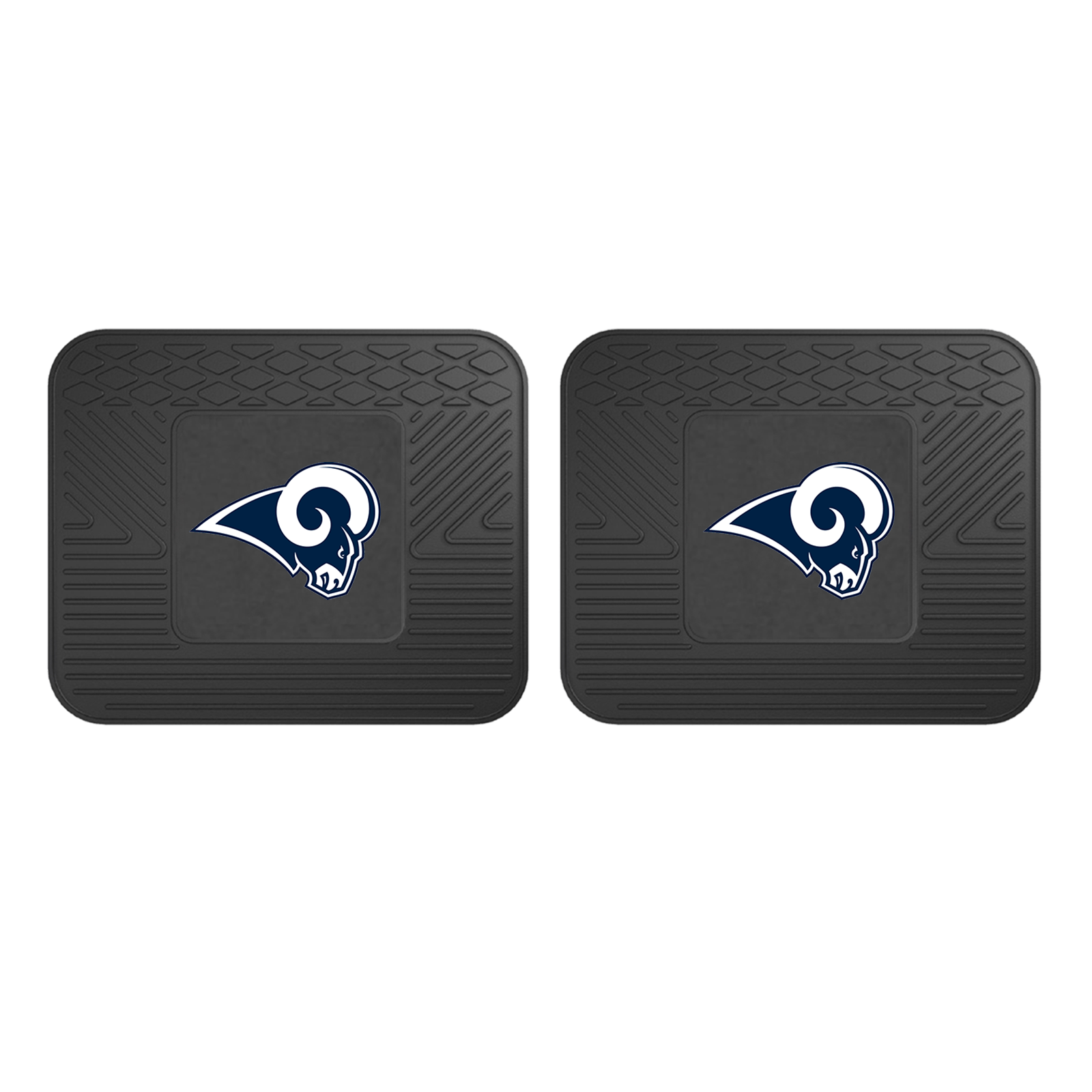 NFL 2-PC Vinyl Utility Mat Set featuring durable rubber construction and team logo, ideal for automotive and home use.