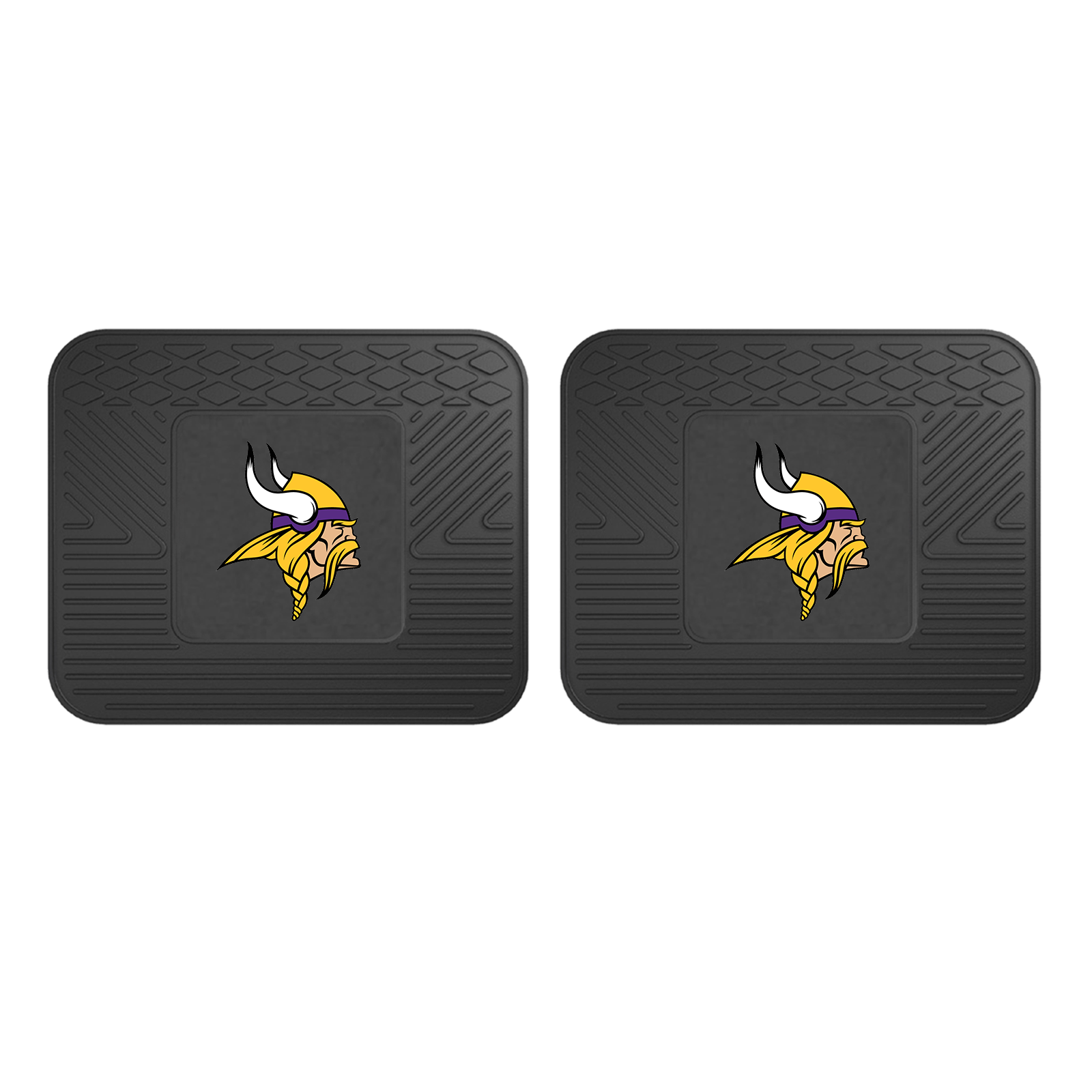 NFL 2-PC Vinyl Utility Mat Set featuring durable rubber construction and team logo, ideal for automotive and home use.