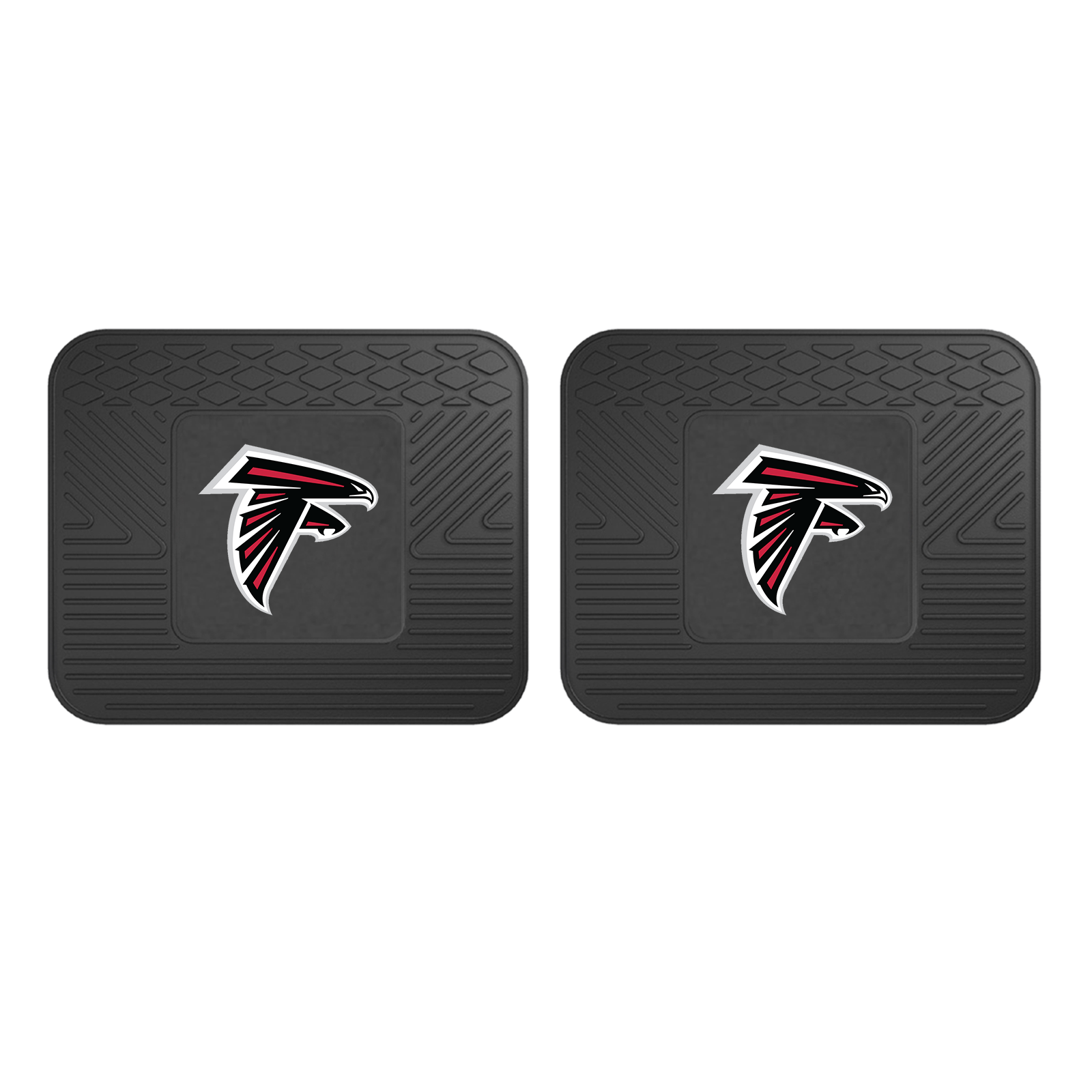 NFL 2-PC Vinyl Utility Mat Set featuring durable rubber construction and team logo, ideal for automotive and home use.