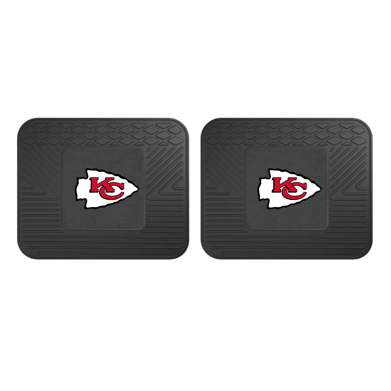 NFL 2-PC Vinyl Utility Mat Set featuring durable rubber construction and team logo, ideal for automotive and home use.