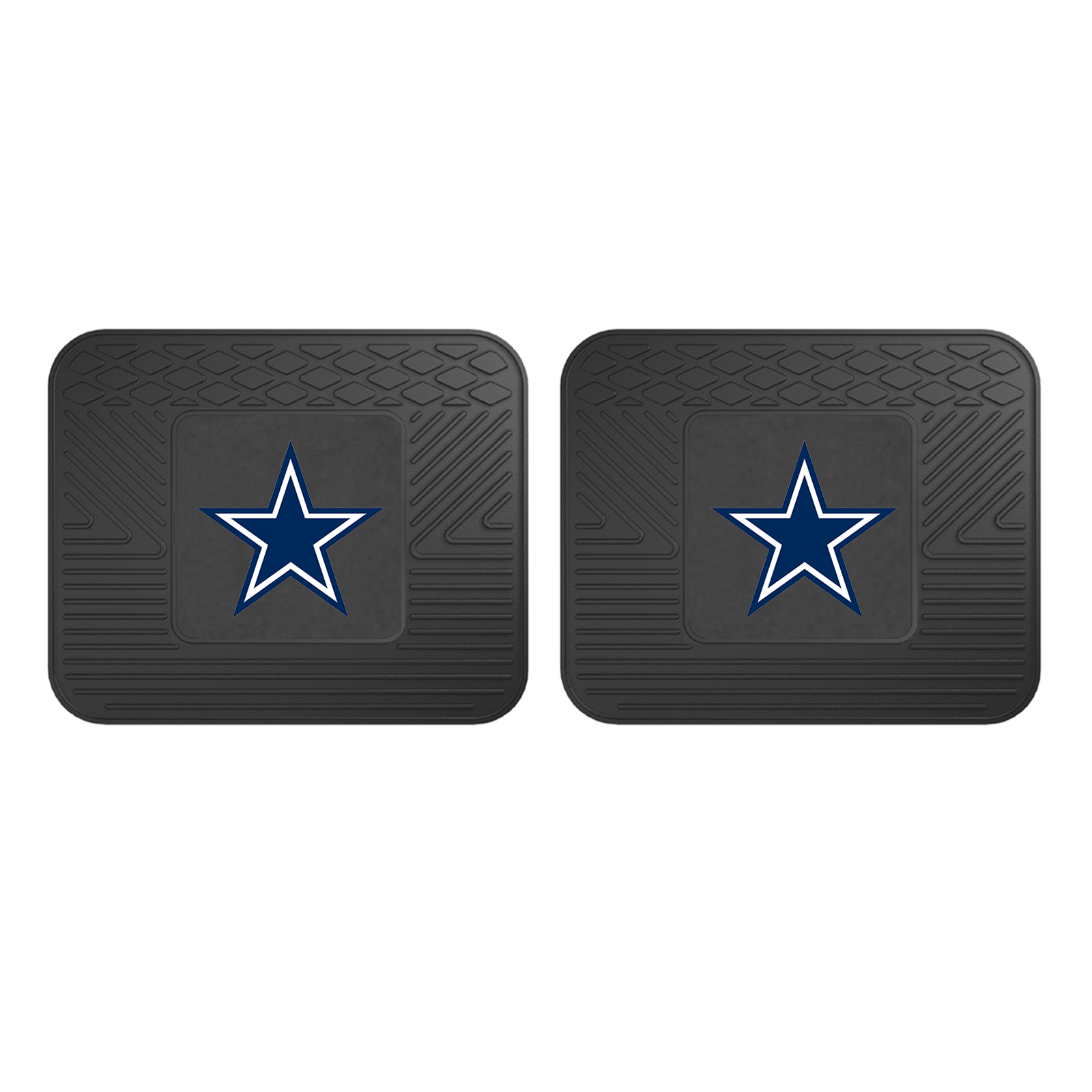 NFL 2-PC Vinyl Utility Mat Set featuring durable rubber construction and team logo, ideal for automotive and home use.