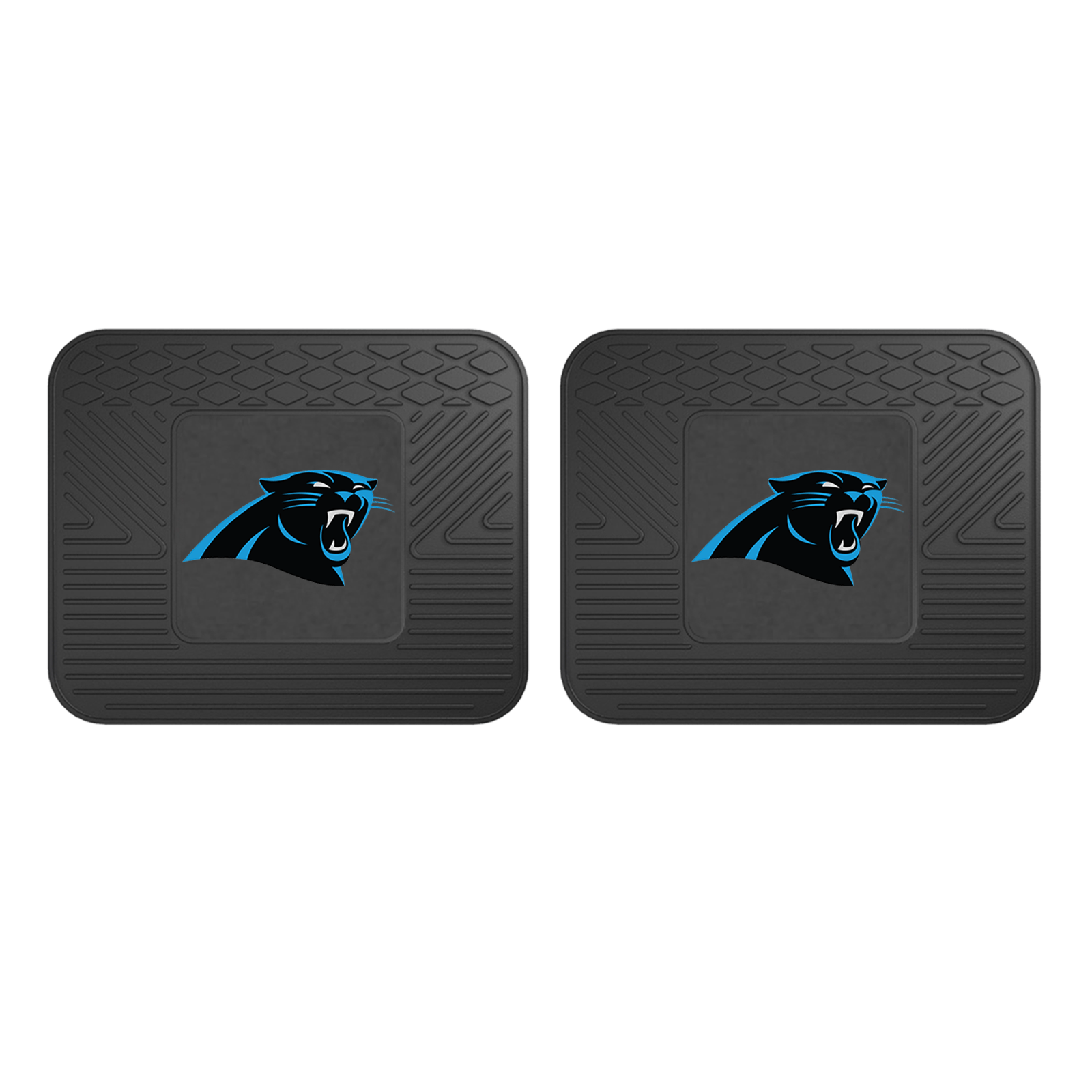 NFL 2-PC Vinyl Utility Mat Set featuring durable rubber construction and team logo, ideal for automotive and home use.