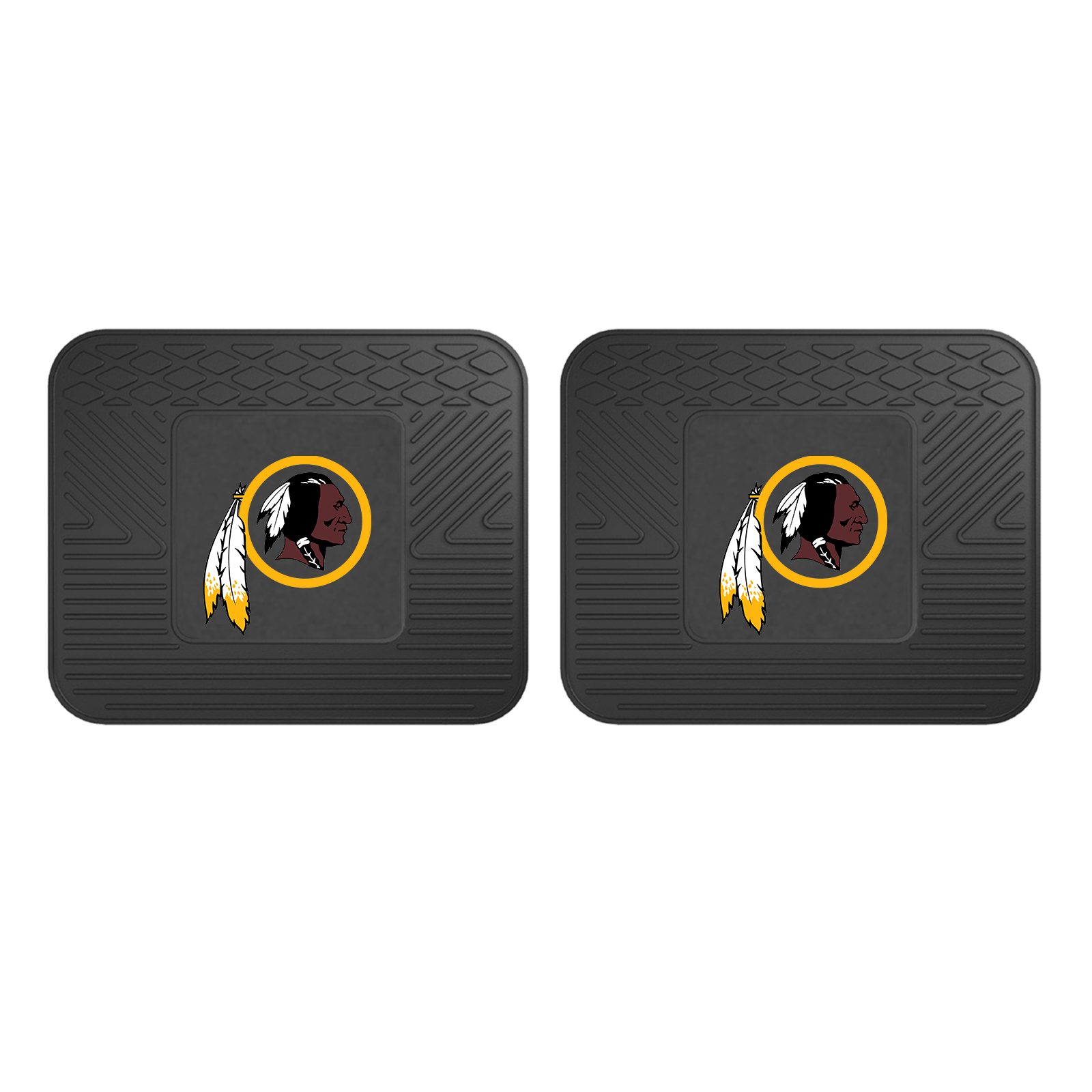 NFL 2-PC Vinyl Utility Mat Set featuring durable rubber construction and team logo, ideal for automotive and home use.