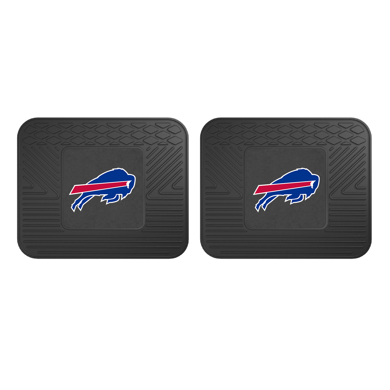 NFL 2-PC Vinyl Utility Mat Set featuring durable rubber construction and team logo, ideal for automotive and home use.