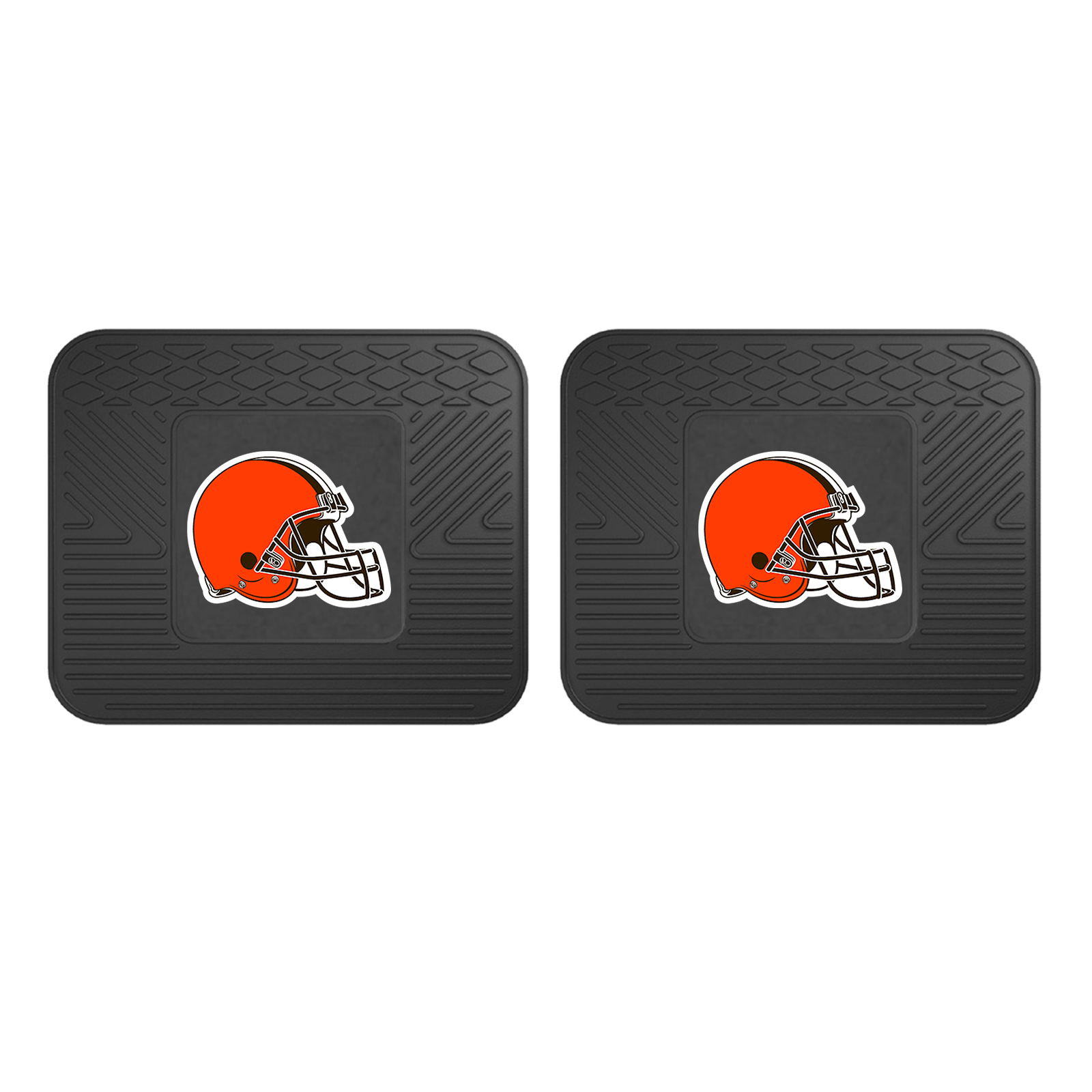 NFL 2-PC Vinyl Utility Mat Set featuring durable rubber construction and team logo, ideal for automotive and home use.