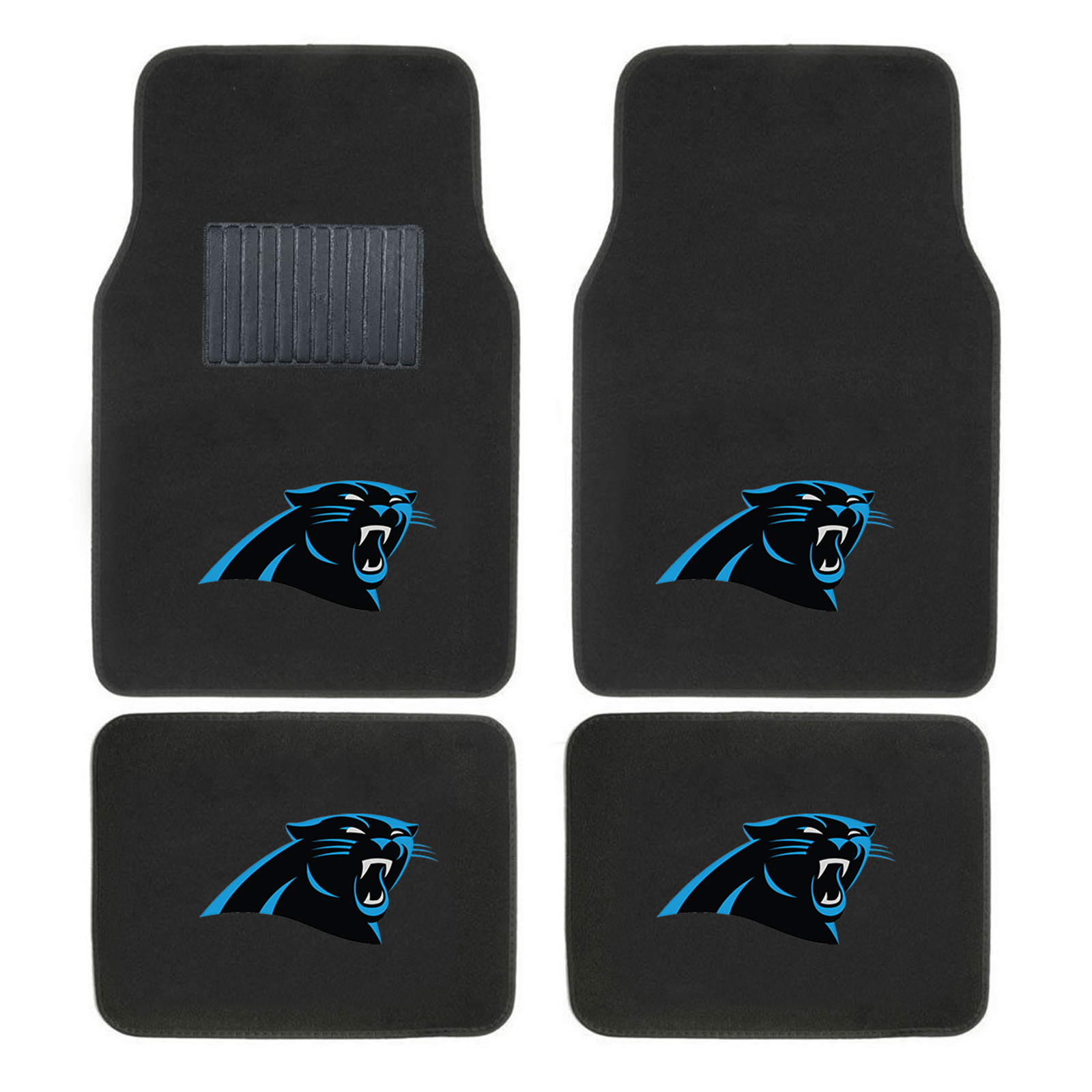 NFL 4-PC Embroidered Logo Car Floor Mat Set featuring vibrant team logos and durable design, perfect for protecting vehicle interiors.