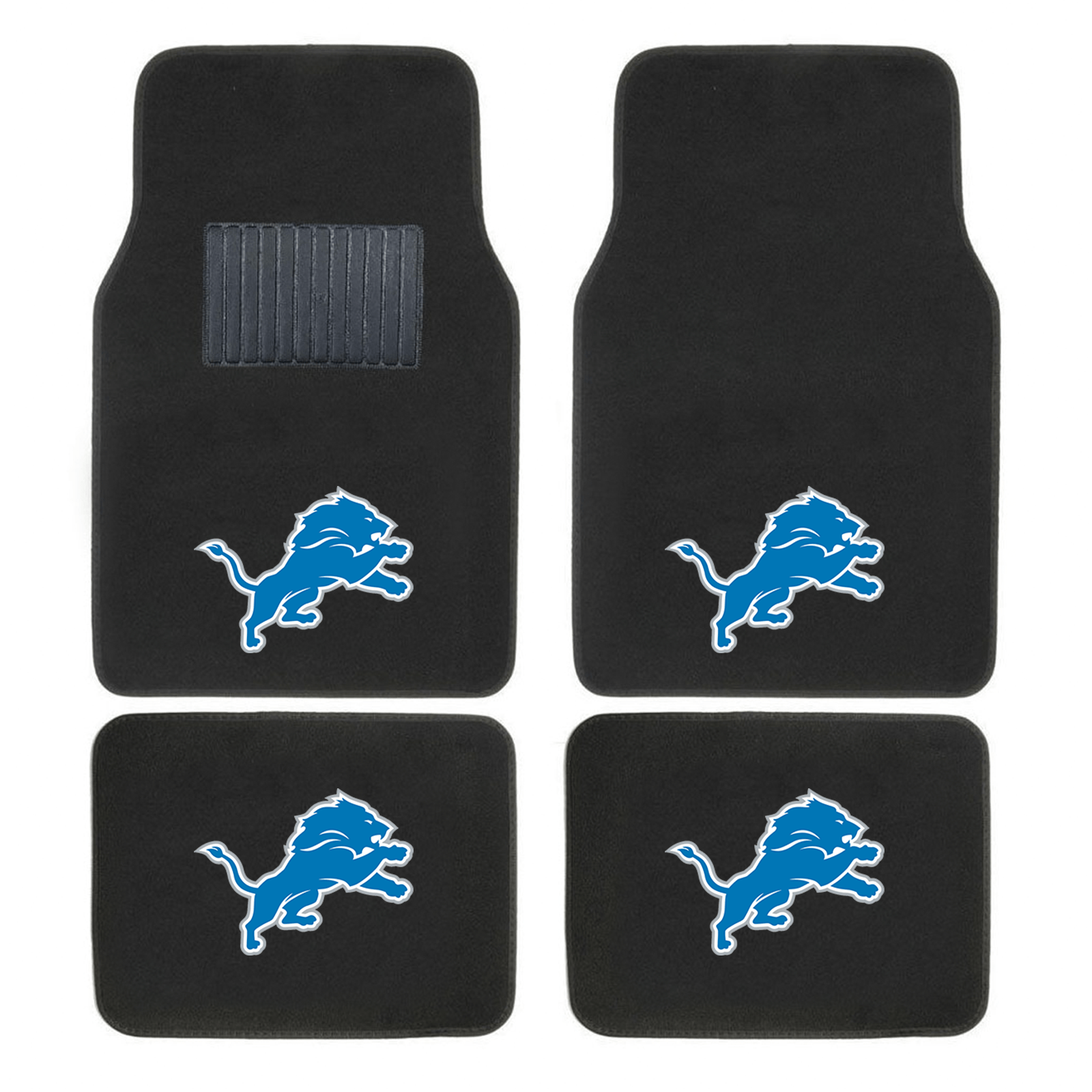 NFL 4-PC Embroidered Logo Car Floor Mat Set featuring vibrant team logos and durable design, perfect for protecting vehicle interiors.