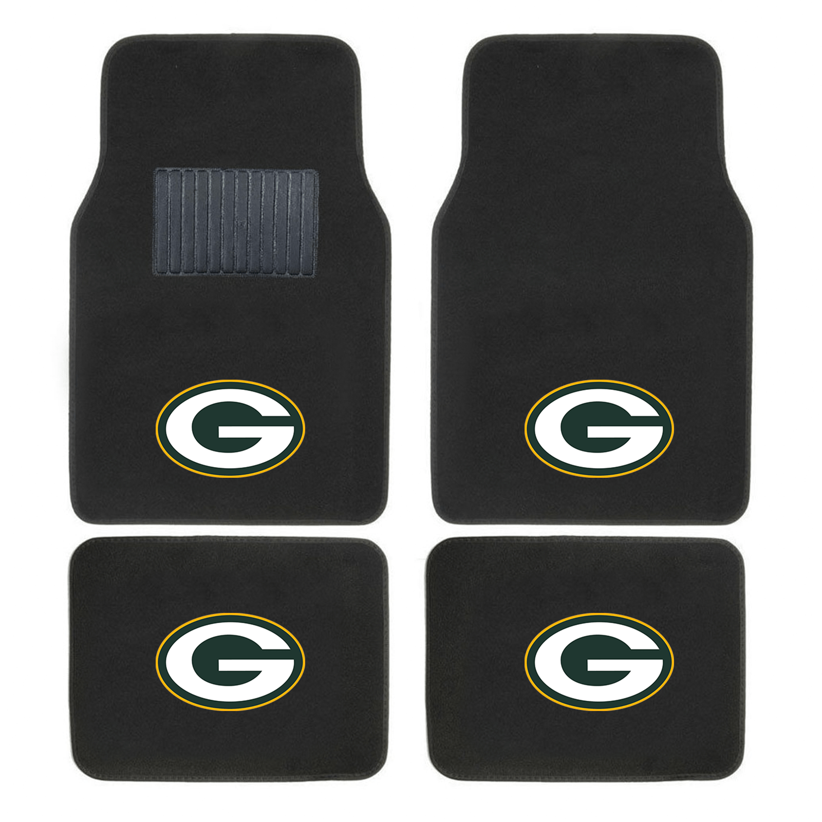 NFL 4-PC Embroidered Logo Car Floor Mat Set featuring vibrant team logos and durable design, perfect for protecting vehicle interiors.