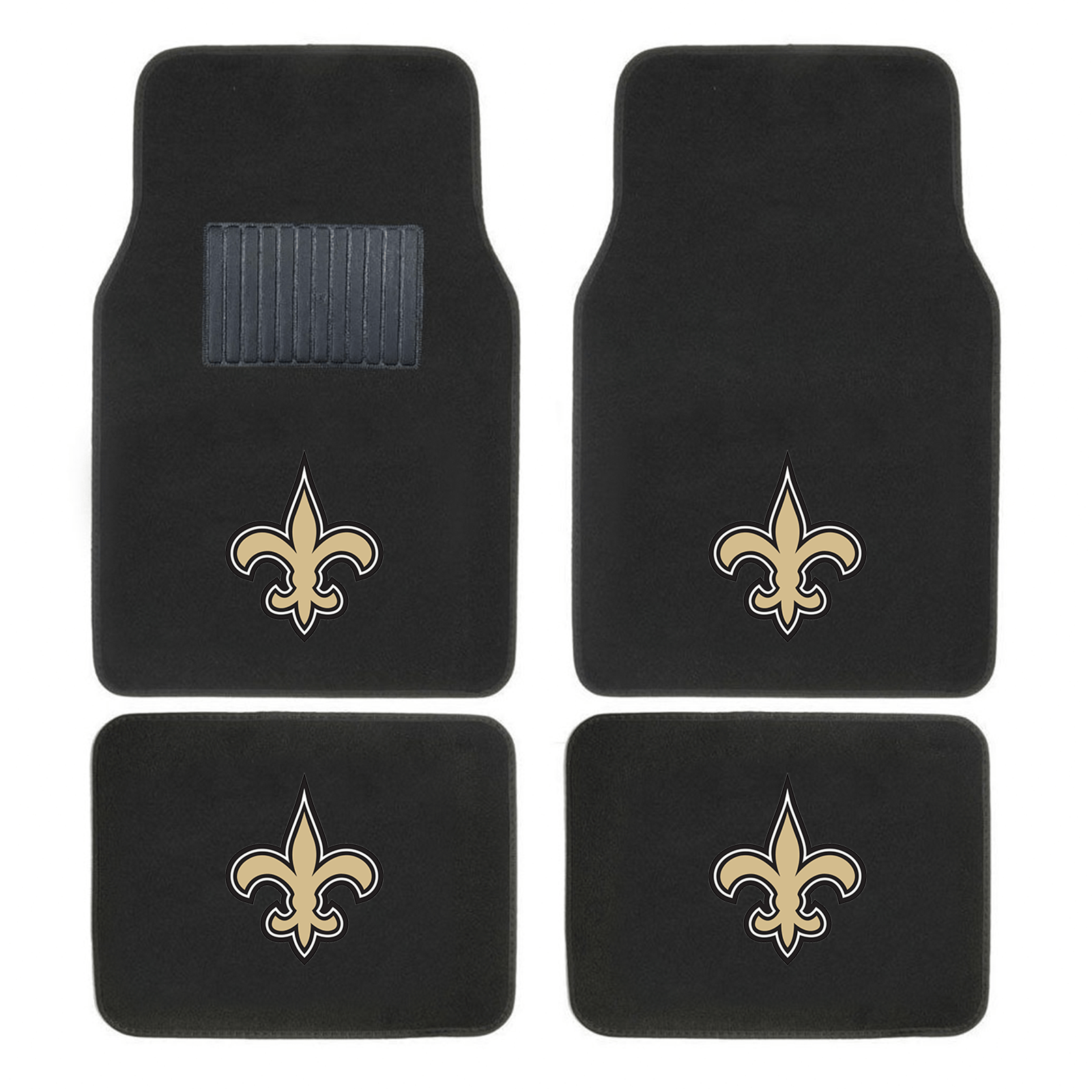 NFL 4-PC Embroidered Logo Car Floor Mat Set featuring vibrant team logos and durable design, perfect for protecting vehicle interiors.