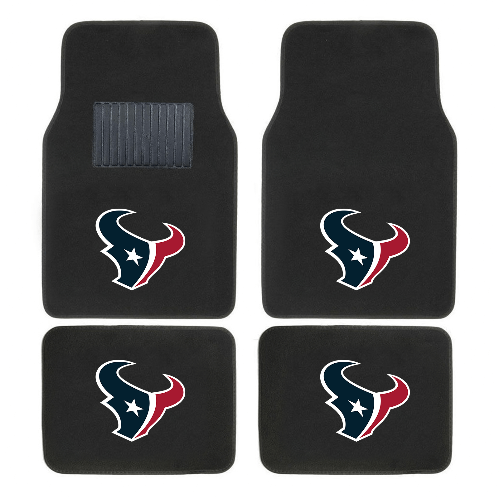 NFL 4-PC Embroidered Logo Car Floor Mat Set featuring vibrant team logos and durable design, perfect for protecting vehicle interiors.