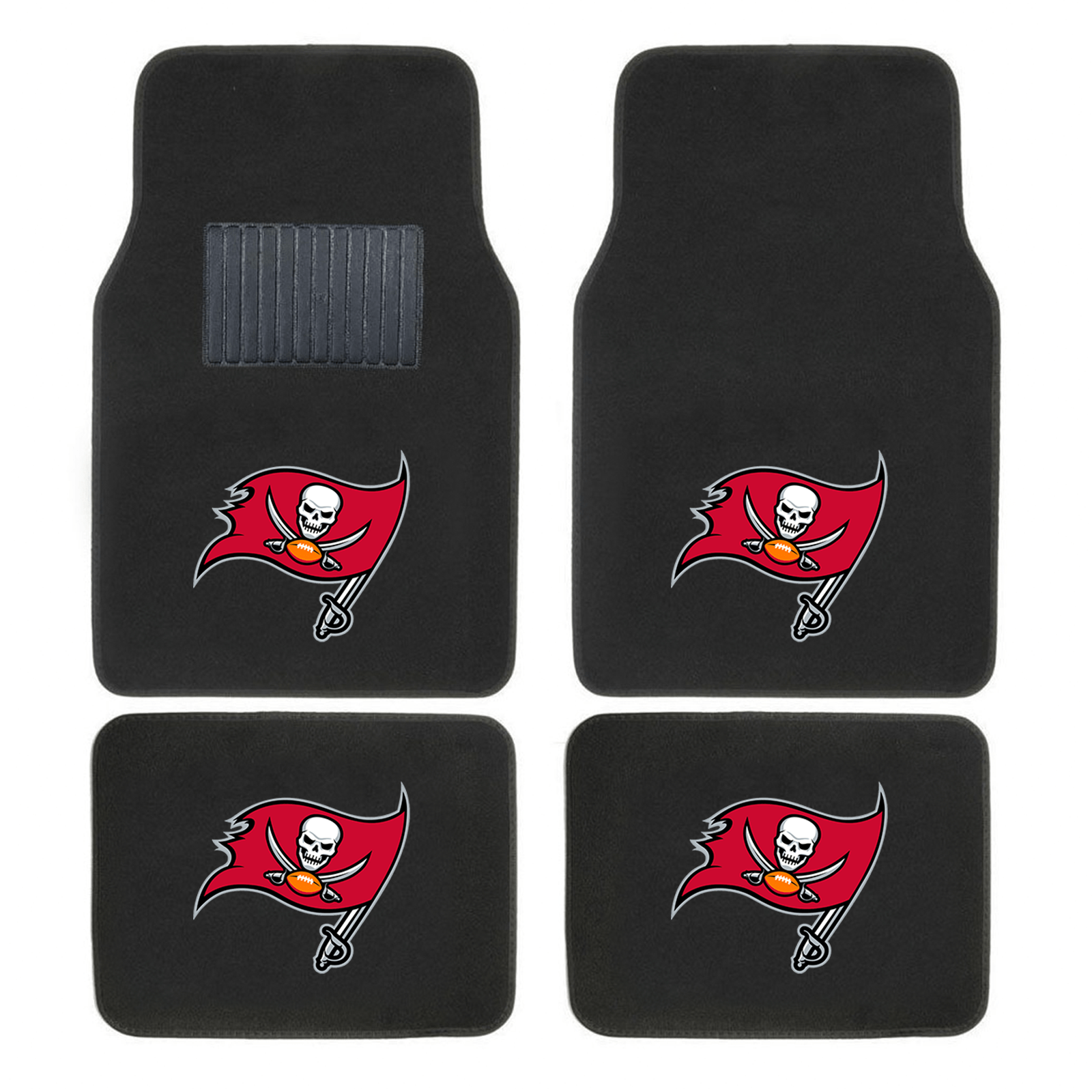 NFL 4-PC Embroidered Logo Car Floor Mat Set featuring vibrant team logos and durable design, perfect for protecting vehicle interiors.