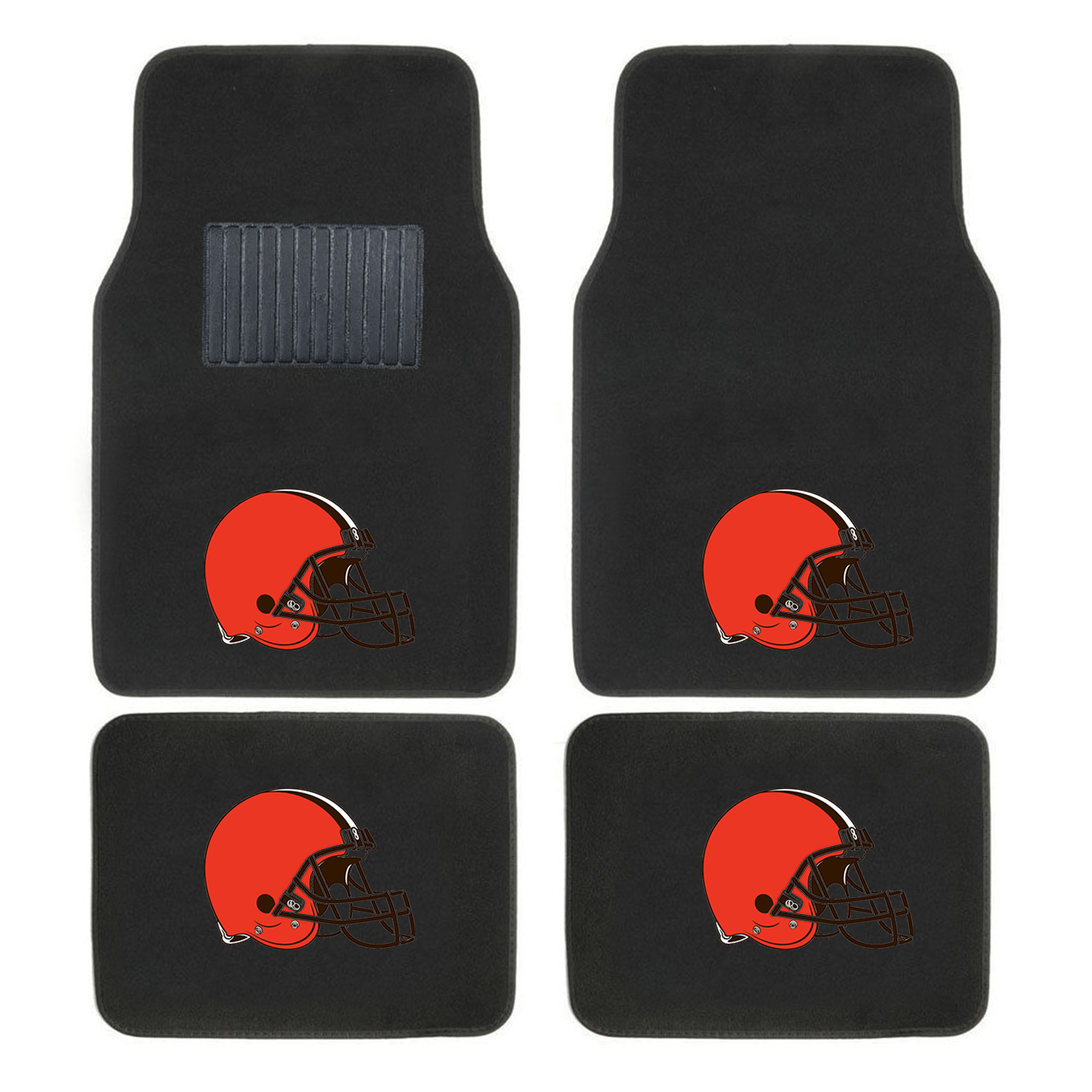 NFL 4-PC Embroidered Logo Car Floor Mat Set featuring vibrant team logos and durable design, perfect for protecting vehicle interiors.