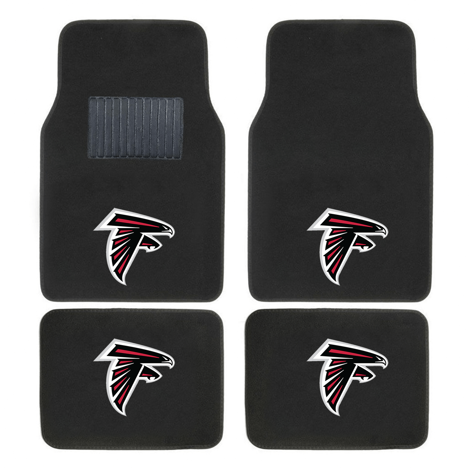 NFL 4-PC Embroidered Logo Car Floor Mat Set featuring vibrant team logos and durable design, perfect for protecting vehicle interiors.