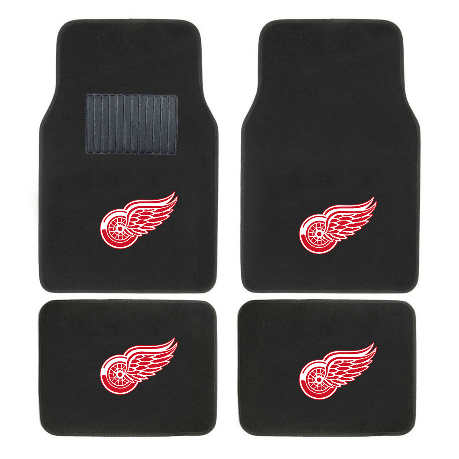 NHL 4-PC Embroidered Logo Car Floor Mat Set featuring vibrant team logos and durable design, perfect for protecting vehicle interiors.