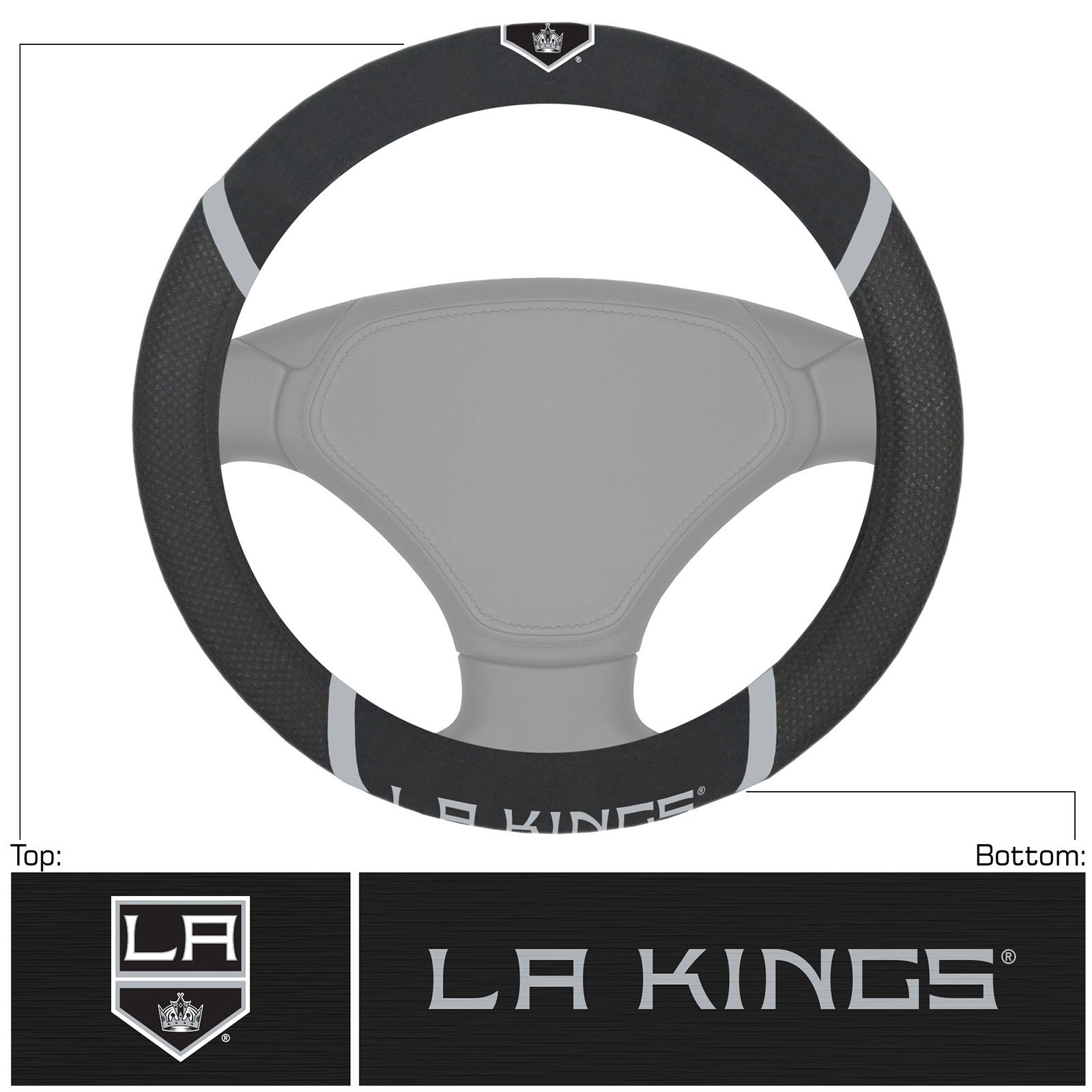 NHL Car Steering Wheel Cover featuring embroidered team logo and faux suede material, designed for comfort and style.