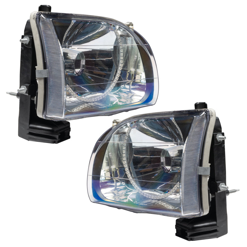 Oracle 01-04 Toyota Tacoma SMD headlights with ColorSHIFT halo rings, showcasing chrome and black housing options.