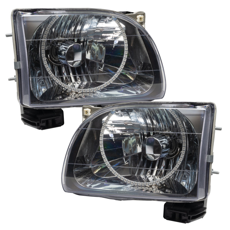 Oracle 01-04 Toyota Tacoma SMD headlights with ColorSHIFT halo rings, showcasing chrome and black housing options.