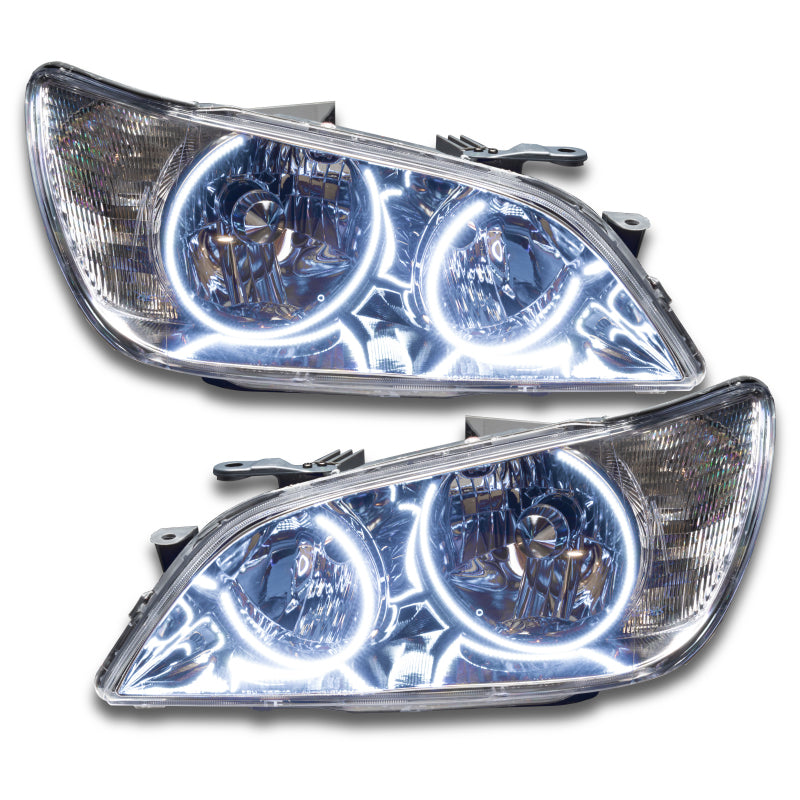 Oracle 01-05 Lexus IS 300 SMD headlights with white halo rings, showcasing chrome and black housing options.