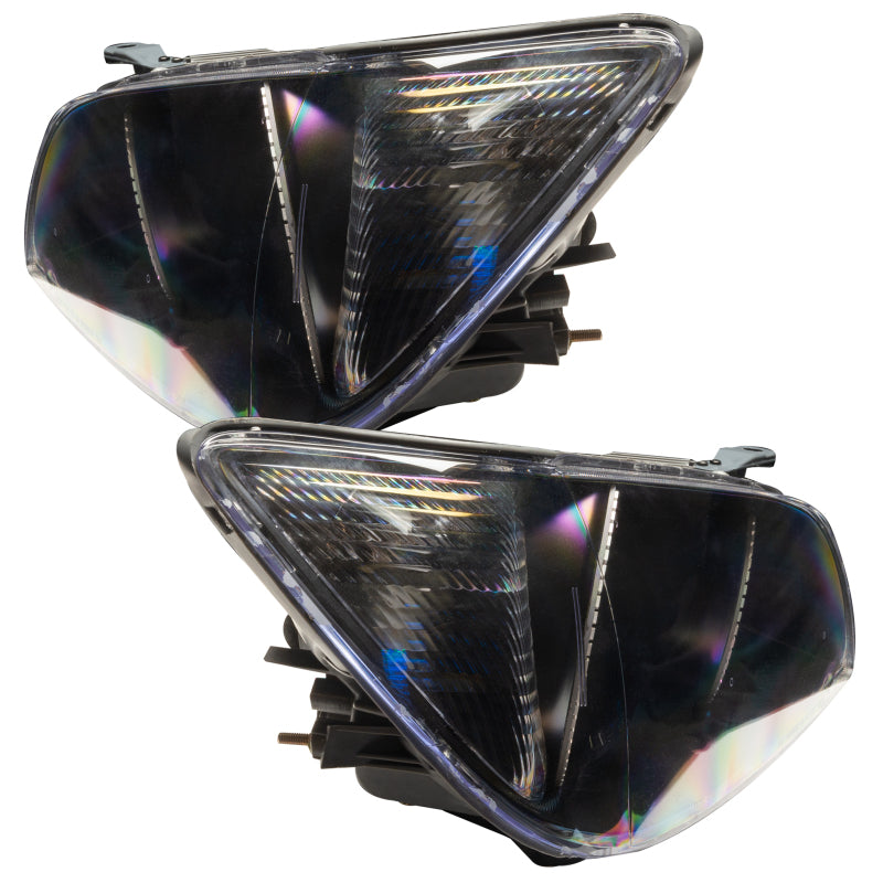 Oracle 01-05 Lexus IS300 SMD headlights in black housing with white halo rings, showcasing a modern design for enhanced visibility.