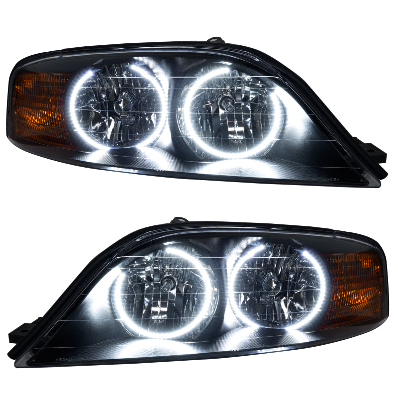 Oracle 00-02 Lincoln LS SMD headlights with halo rings, showcasing chrome and black housing options.