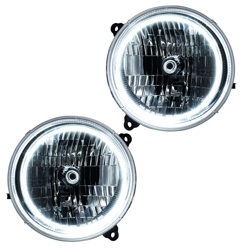 Oracle 02-04 Jeep Liberty SMD Headlights with pre-installed halo rings in Chrome and Black housing options.