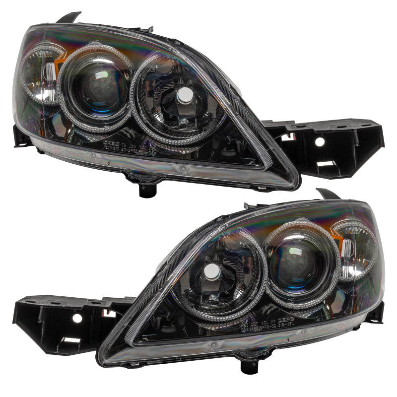 Oracle 04-09 Mazda 3 SMD HL headlights with halo rings in Chrome and Black housing options.