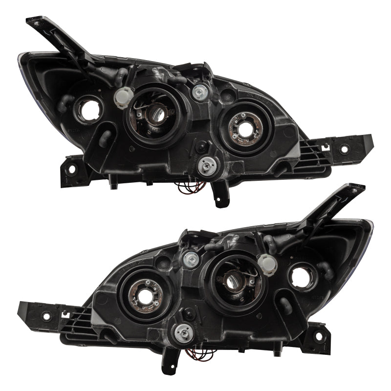 Oracle 04-09 Mazda 3 SMD HL headlights with halo rings in Chrome and Black housing options.