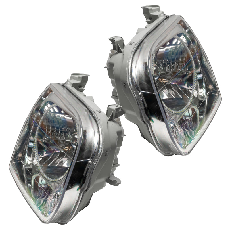 Oracle pre-assembled headlights for 2005-2006 Toyota Tundra, featuring white halo rings and chrome housing.