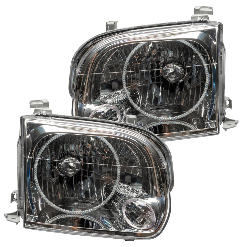 Oracle pre-assembled headlights for 2005-2006 Toyota Tundra, featuring white halo rings and chrome housing.