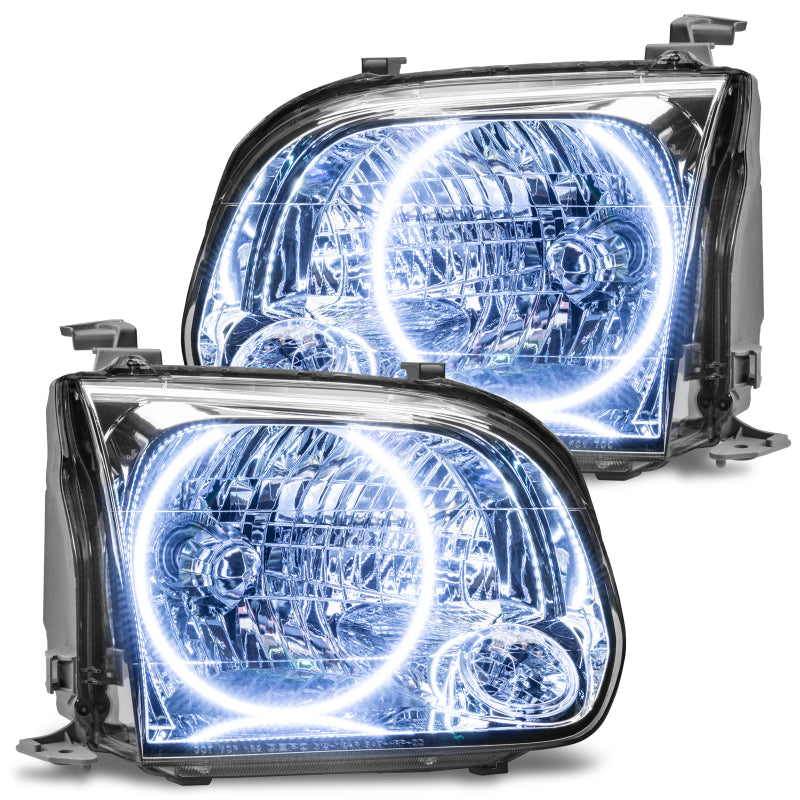 Oracle pre-assembled headlights for 2005-2006 Toyota Tundra, featuring white halo rings and chrome housing.