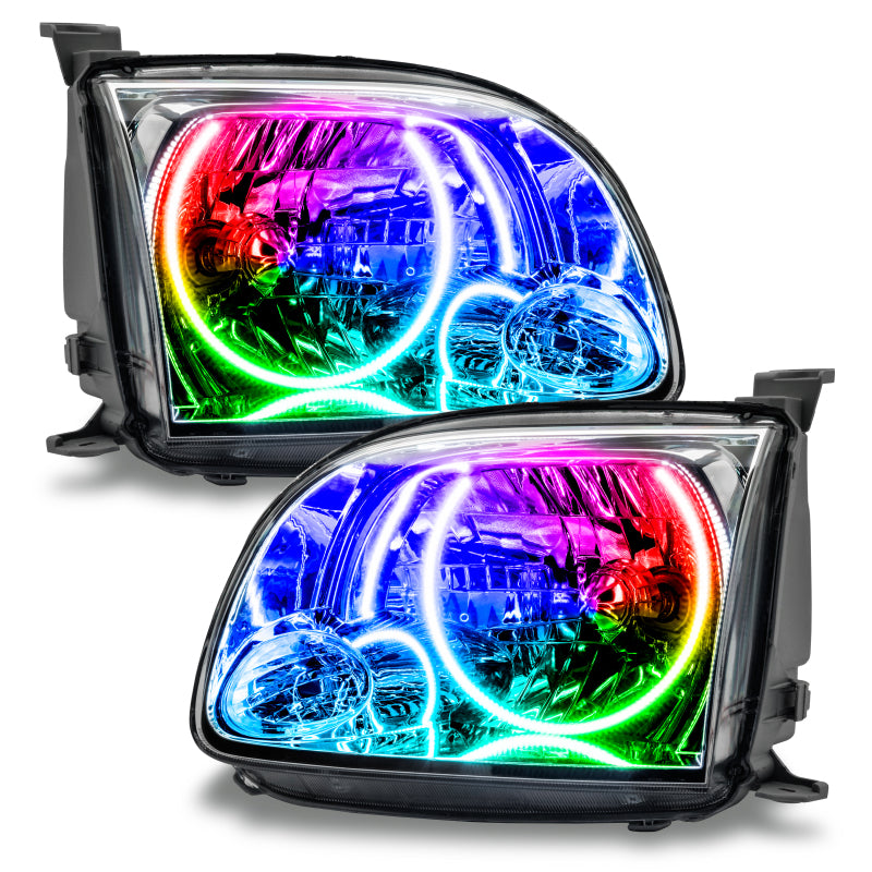 Oracle 05-06 Toyota Tundra pre-assembled headlights with ColorSHIFT halos in Chrome and Black housing options.