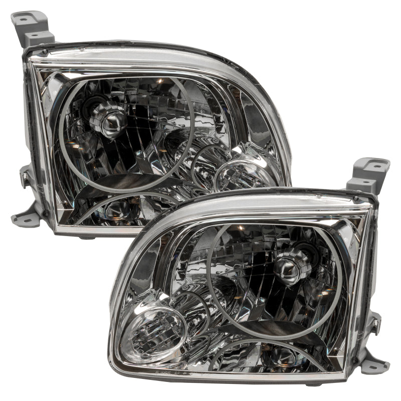 Oracle 05-06 Toyota Tundra pre-assembled headlights with ColorSHIFT halos in Chrome and Black housing options.