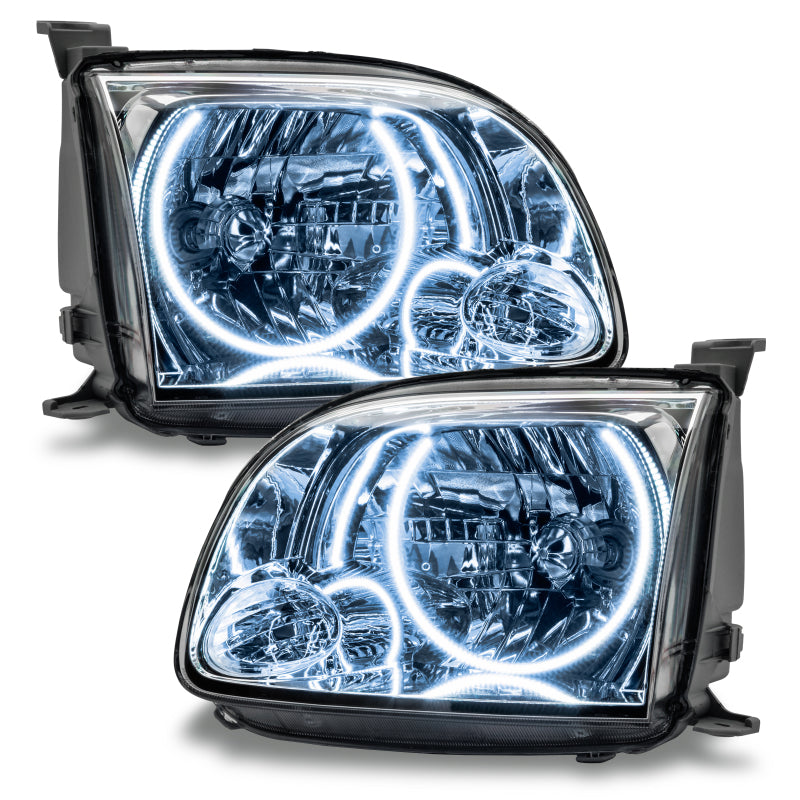 Oracle pre-assembled headlights for 2005-2006 Toyota Tundra with halo rings in white housing.