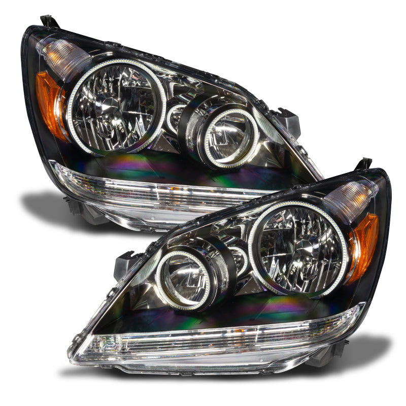 Oracle 05-07 Honda Odyssey SMD headlights with ColorSHIFT halo rings, showcasing Chrome and Black housing options.