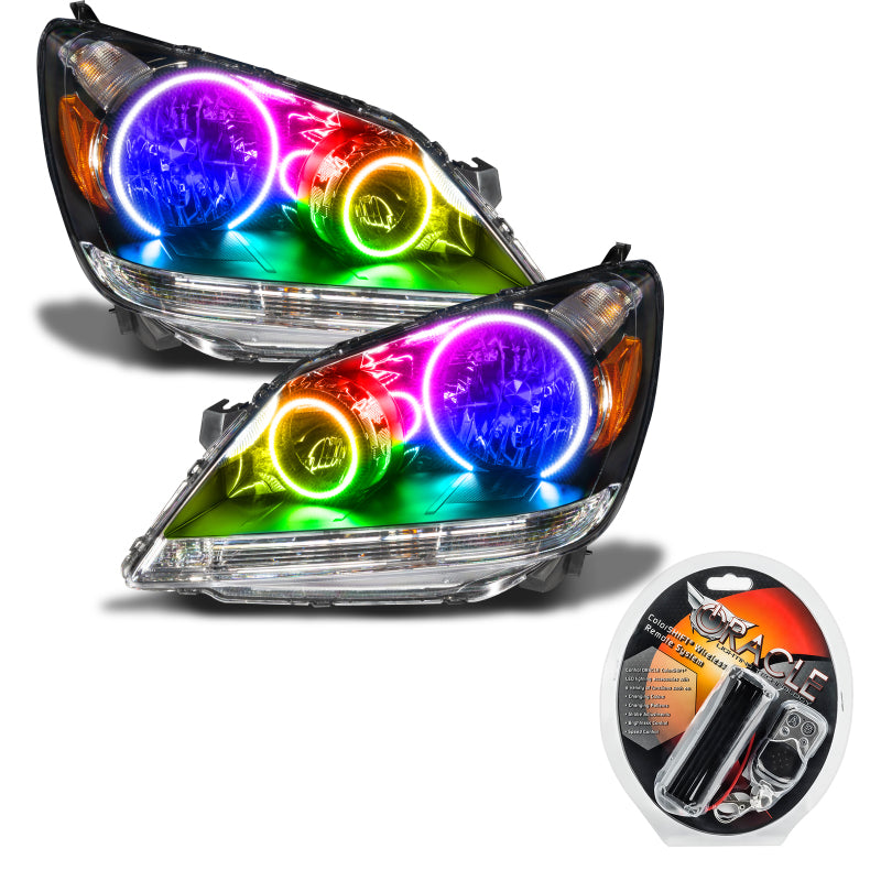 Oracle 05-07 Honda Odyssey SMD HL ColorSHIFT headlights with halo rings in Chrome and Black housing.