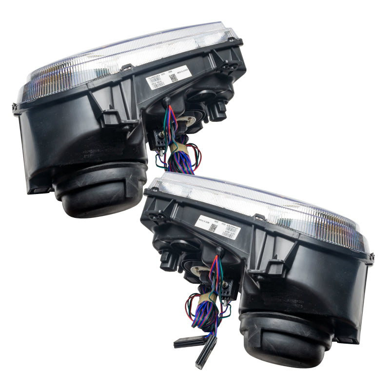 Oracle 05-10 Chrysler 300C V8 SMD headlights with ColorSHIFT technology, featuring pre-installed halo rings in Chrome housing.