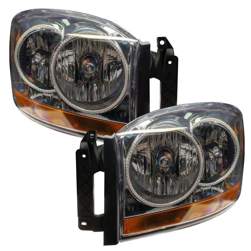 Oracle 06 Dodge Ram SMD headlights showcasing ColorSHIFT technology and BC1 controller, designed for enhanced vehicle lighting.