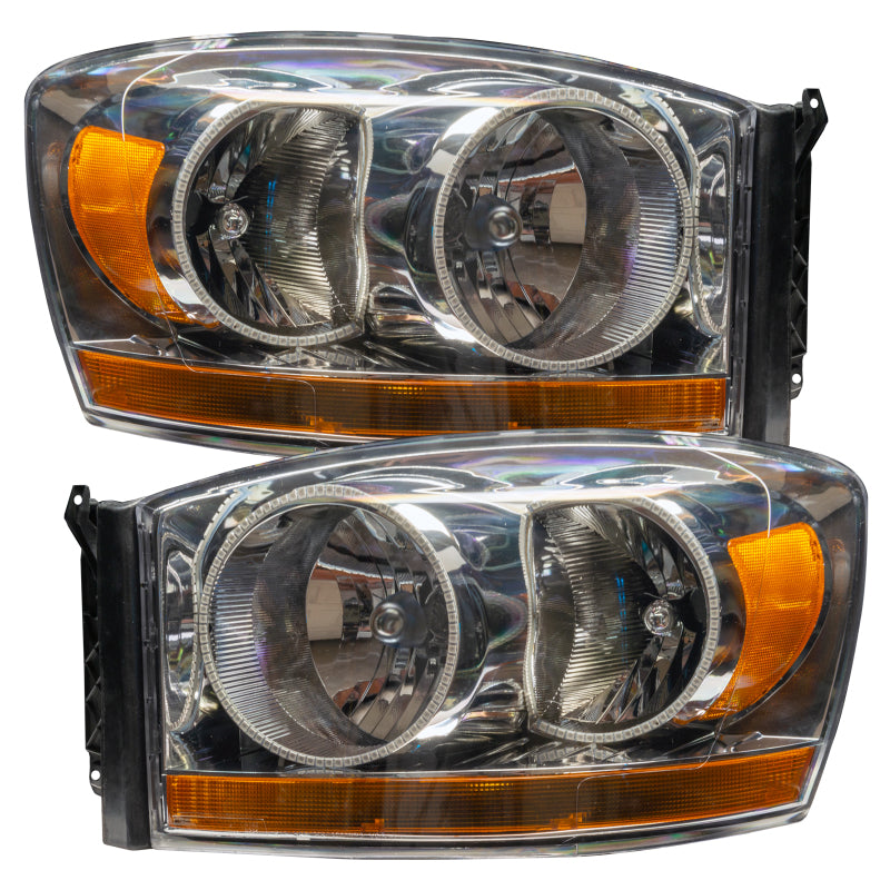 Oracle 06 Dodge Ram SMD headlights showcasing ColorSHIFT technology and BC1 controller, designed for enhanced vehicle lighting.